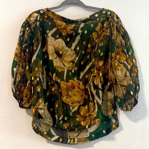 Buru Tops - BURU 3/4 Sleeve 100% Cotton Boat Neck Blouse Size M